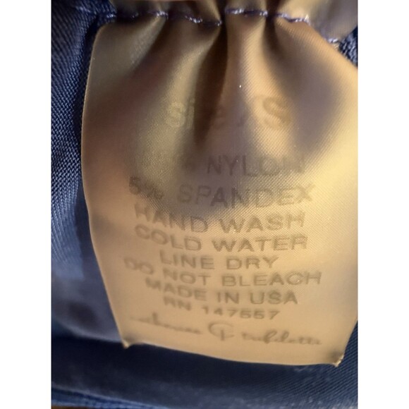 Catherine Fulmer Blue Mesh String Bikini Set XS Ruched Tie Side USA Swimwear - Picture 8 of 8